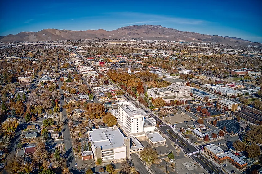 Aerial view of Carson City - the capital of Nevada