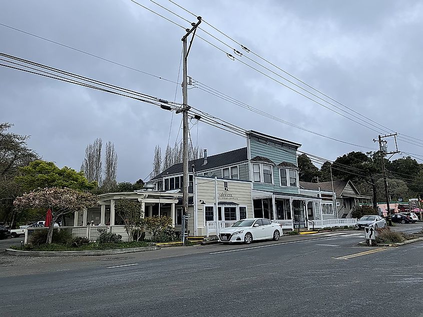 Downtown street in Inverness, California