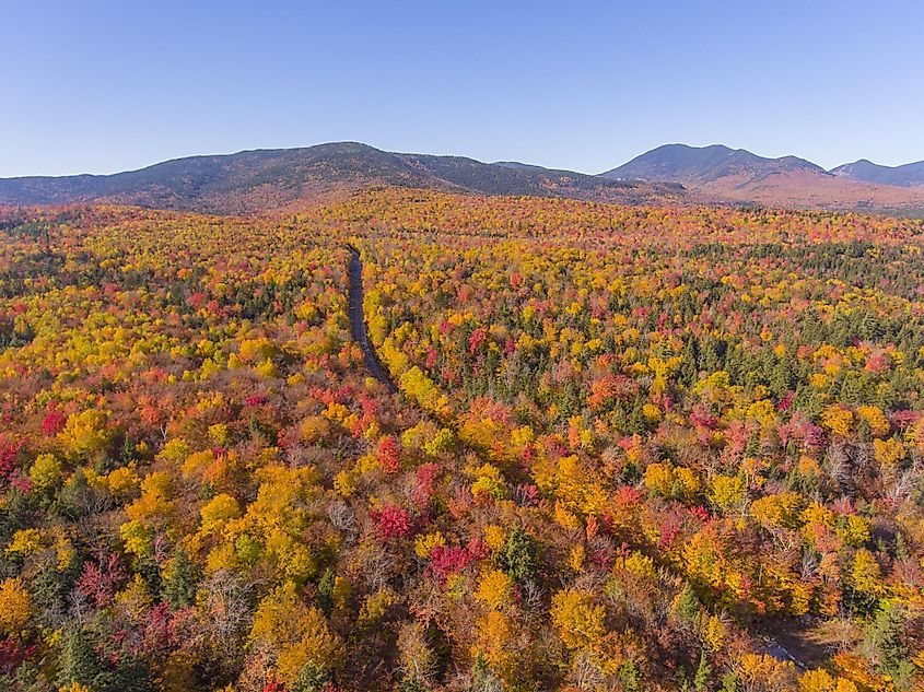 White Mountain National Forest fall foliage on Kancamagus Highway.