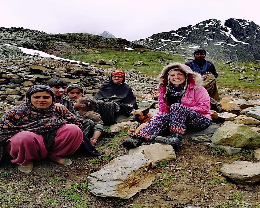 The team had tea with a local family on their way down.