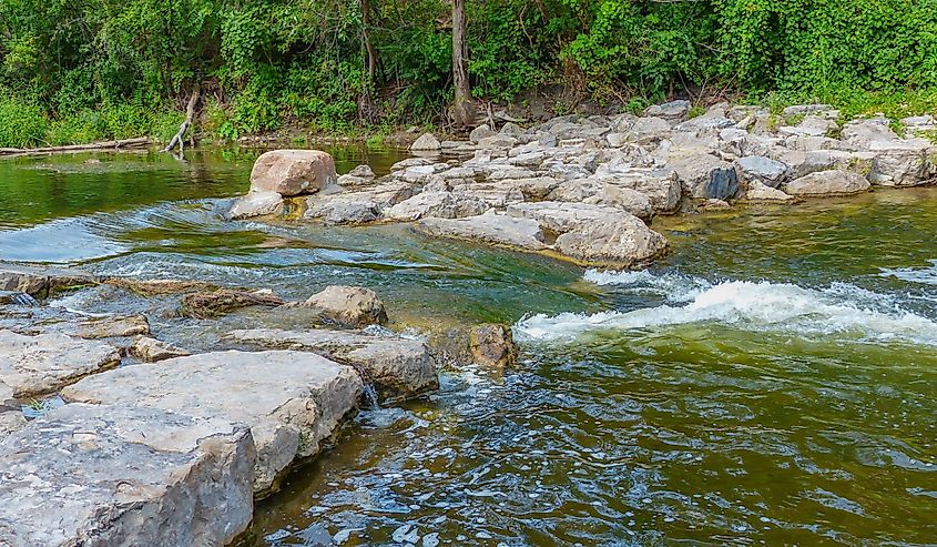 Rapids along the Huron river in Ann Arbor, Michigan