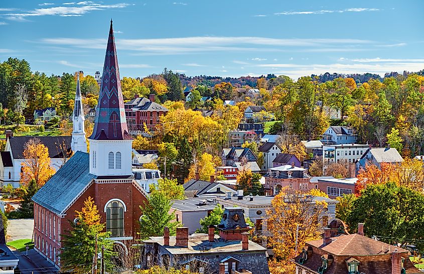 Skyline of Montpelier, Vermont, in autumn.