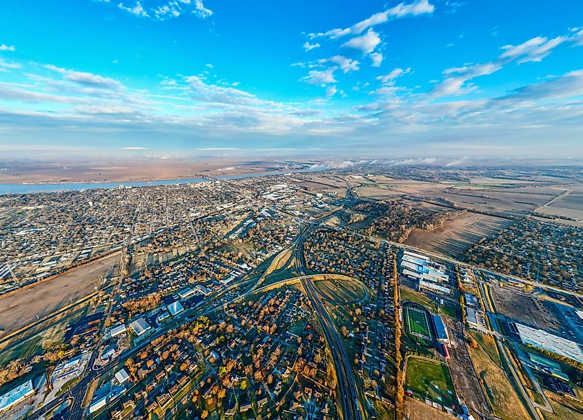 Aerial view of Henderson, Kentucky.