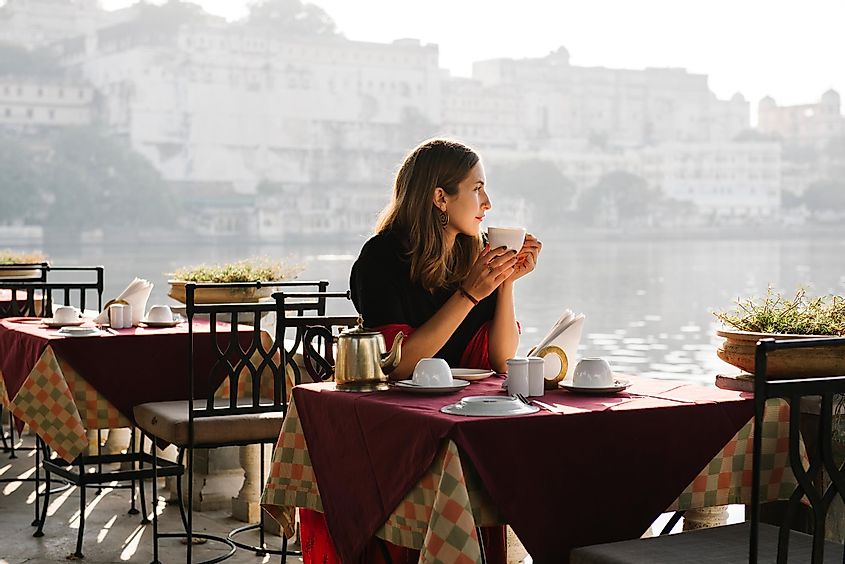 Lake Pichola is bordered by many fine dining venues.