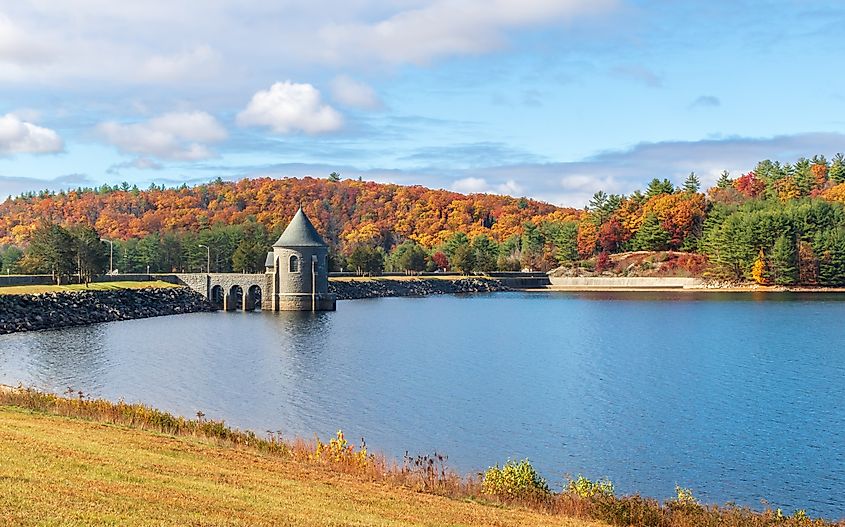 Fall foliage in Saville Dam, Connecticut.