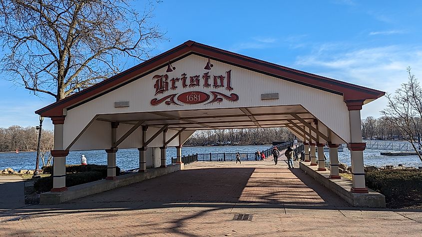 View of Bristol Wharf in Bristol, Pennsylvania