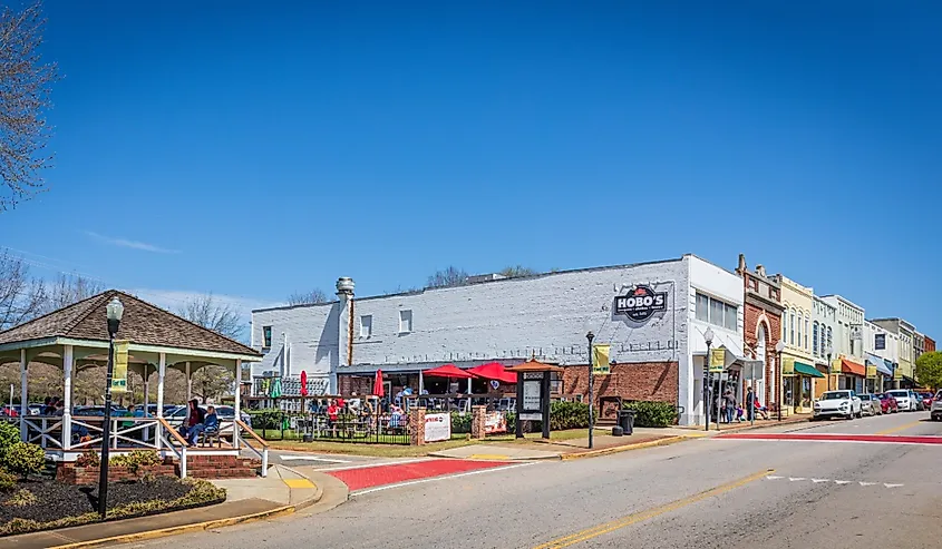 Downtown street in Fort Mill, South Carolina.