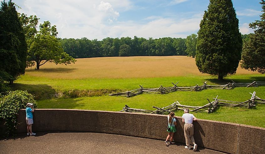 Yorktown, Virginia; the field where the battle of Yorktown was fought in the American Revolution. It is now part of the Colonial National Historic Park, Virginia