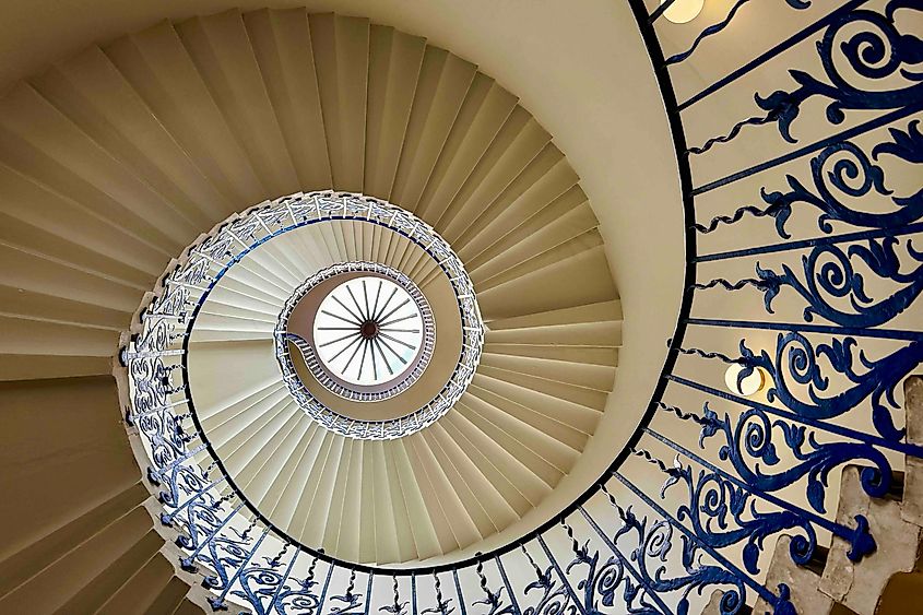 the Tulip Staircase at Queens House Greenwich Image credit Bryan Dearsley