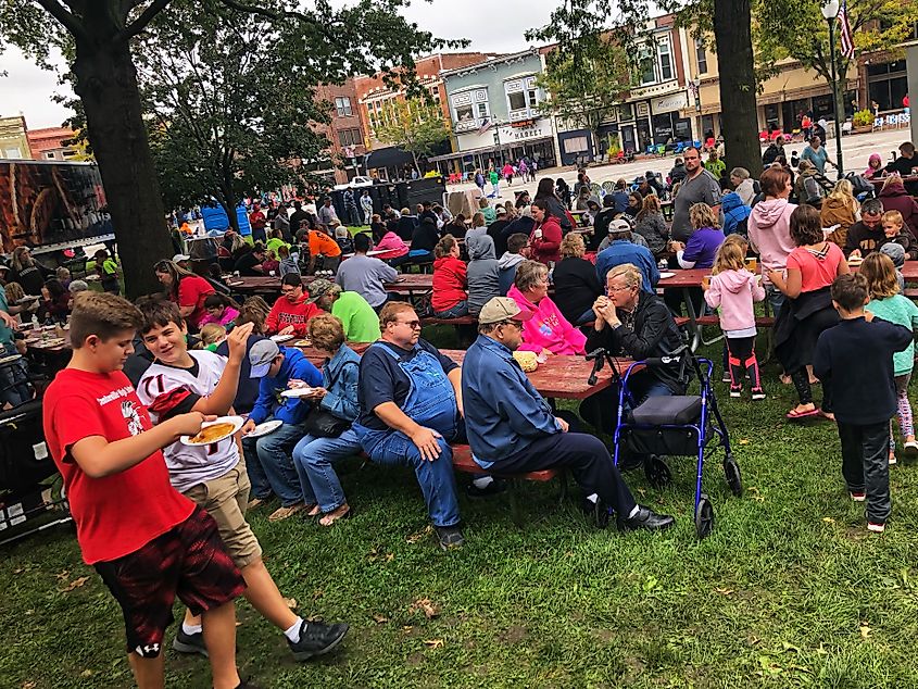 Pancake Day at the town square in Centerville, Iowa.