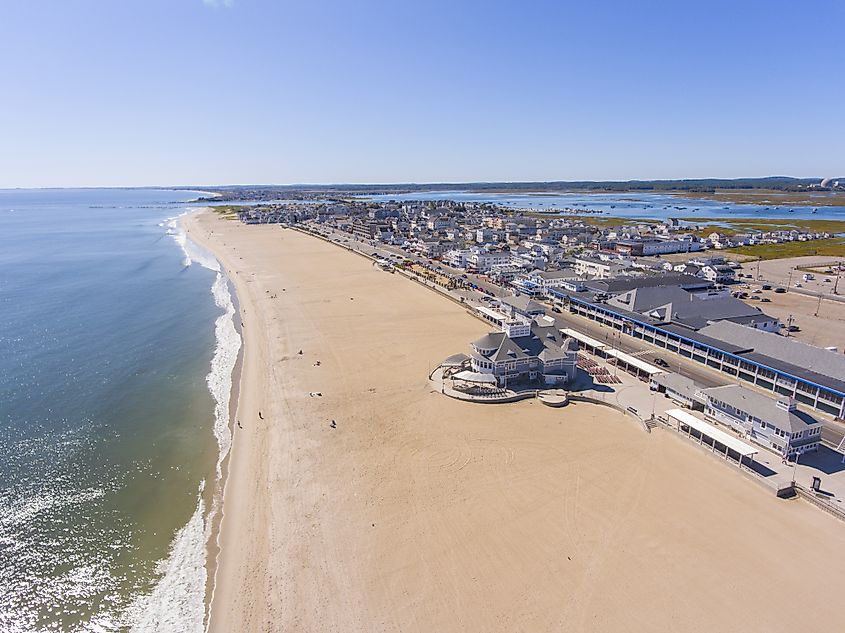 Aerial view of the beach at Hampton, New Hampshire.