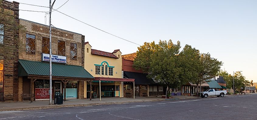 The old business district on 6th Street in Pawnee, Oklahoma
