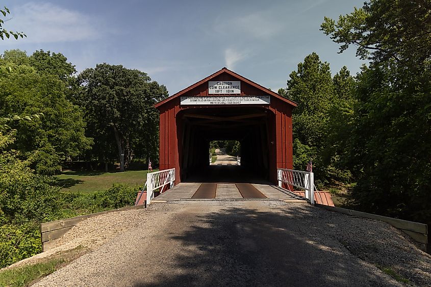 A historical covered bridge in Princeton, Illinois.