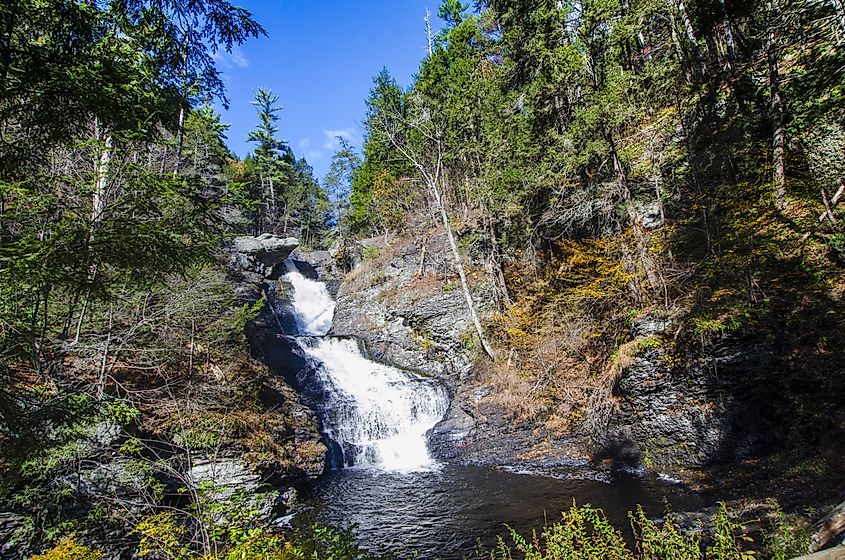 Fall foliage at Raymondskills Falls in Milford, PA.