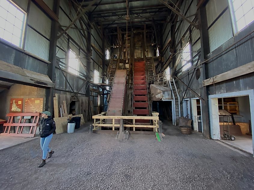 The preserved interior of one of Michigan's old copper mining sites. 