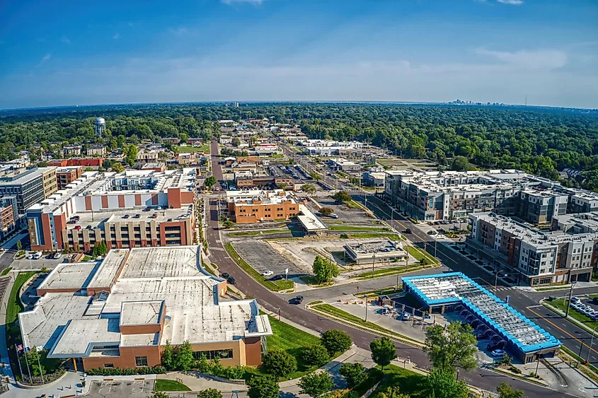 Aerial view of Overland Park, a suburb of Kansas City