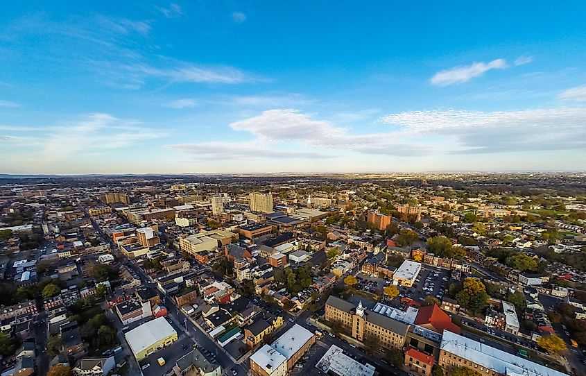 Aerial view of small city of Lancaster