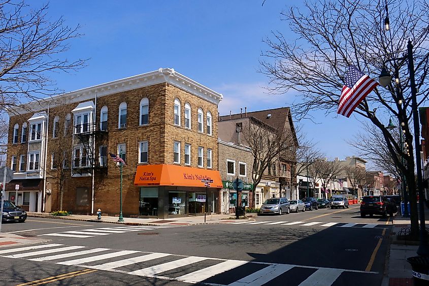 Streetscape of Springfield Avenue in downtown Summit, New Jersey, USA.