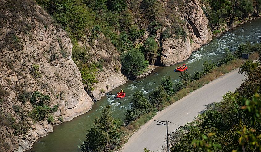 Extreme rafting trip on the river Debed, Armenia.