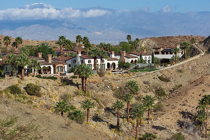 An upscale neighborhood in Rancho Mirage in California.