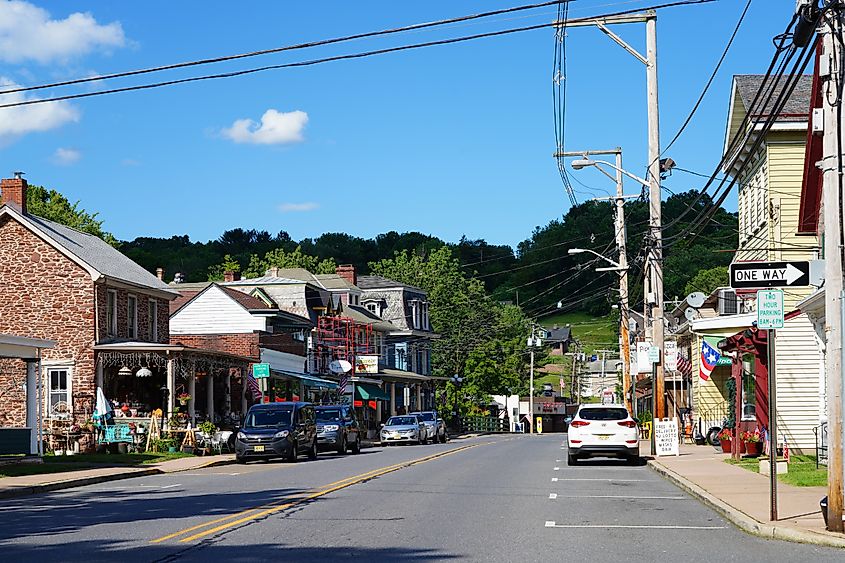 View of the historic town of Milford in Hunterdon County, New Jersey.