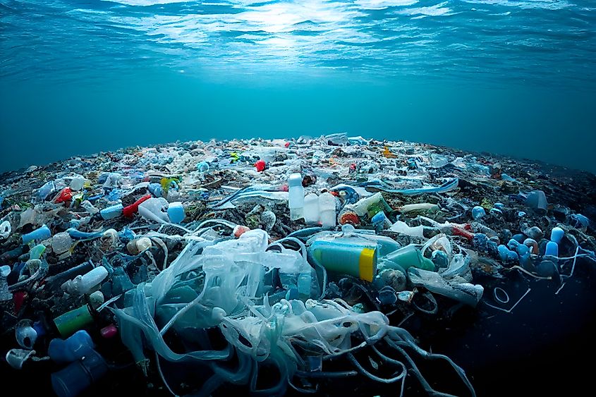 Photo of underwater pollution.