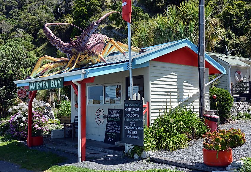 A crayfish shop in Kaikoura, New Zealand