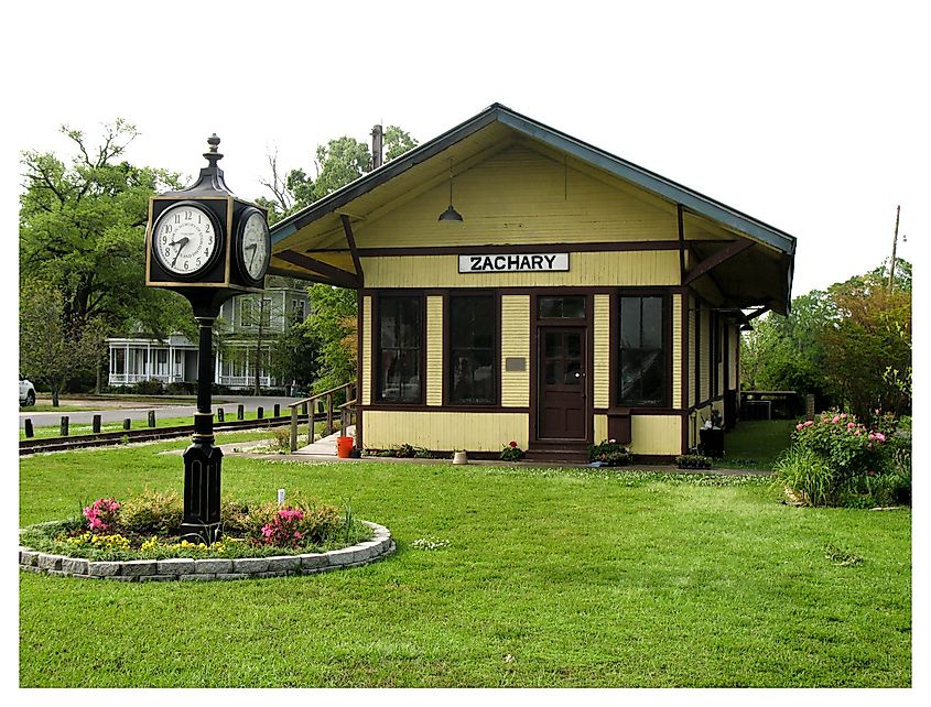 Historic Zachary railroad depot in Louisiana.