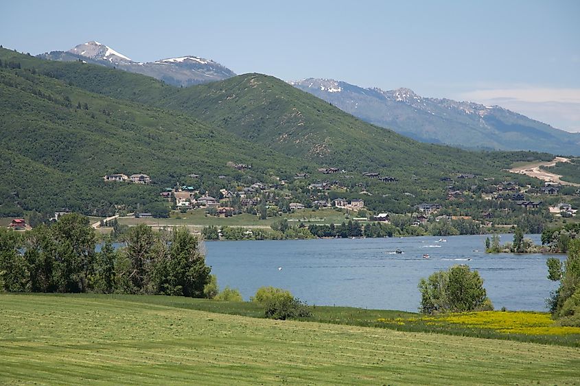 Mountains and lake near Huntsville, Utah, USA.