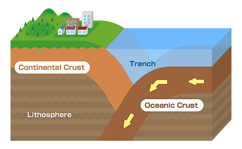 Continental crust and Oceanic crust. 