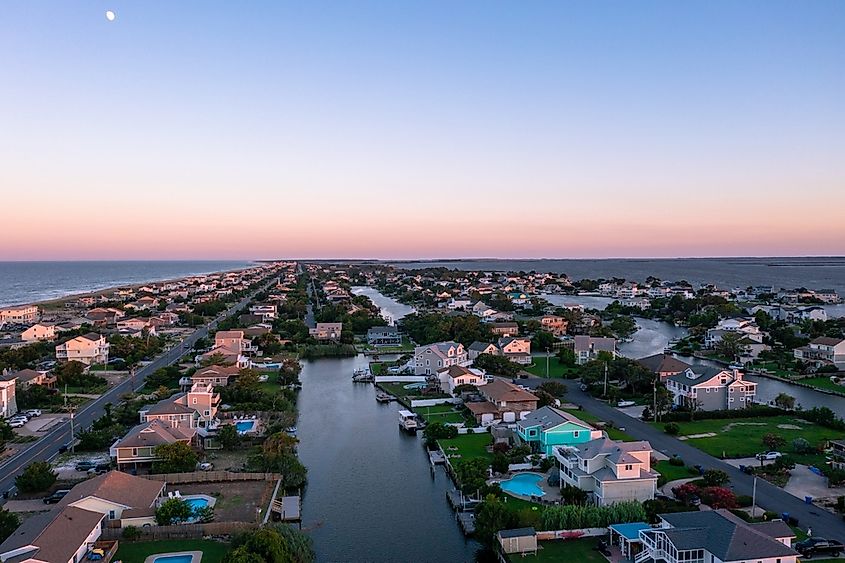 Aerial view of beautiful Sandbridge, Virginia Beach.
