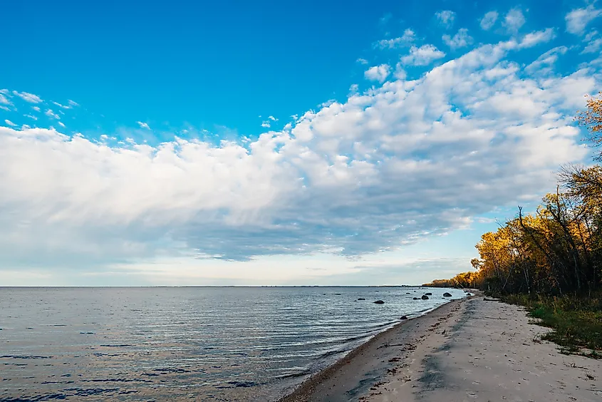 A beach along Lake of the Woods, at Zippel Bay State Park in Northern Minnesota in autumn.