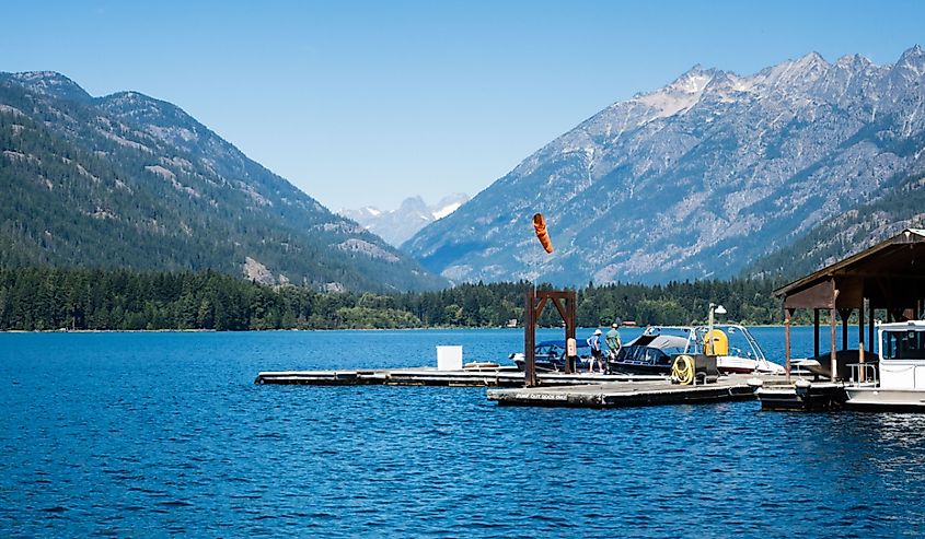 Boat landing at Stehekin, a secluded community at the north end of Lake Chelan, Washington