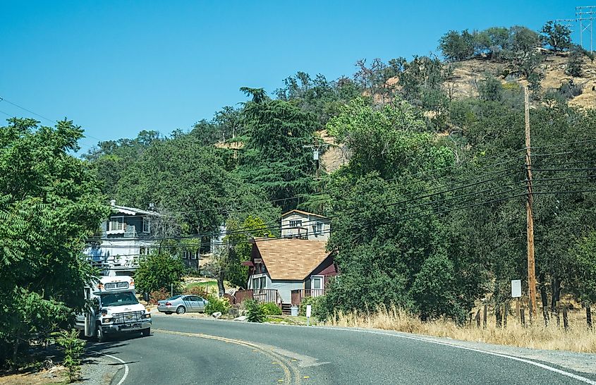 Scenic rural landscape in Three River, California.