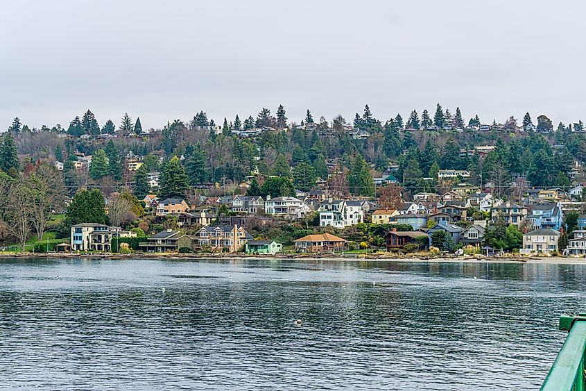 Waterfront homes in Vashon, Washington.