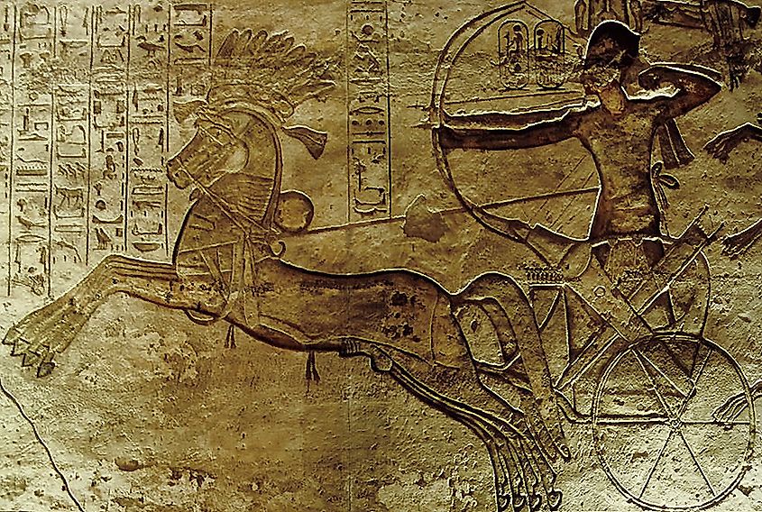 Ancient Egyptian chariot warfare scene