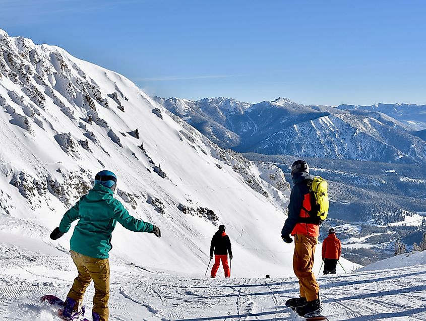 Skiing at Big Sky ski resort, Montana