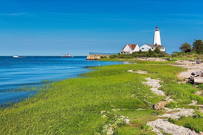 Beautiful Lynde Point Lighthouse, Old Saybrook, Connecticut, USA