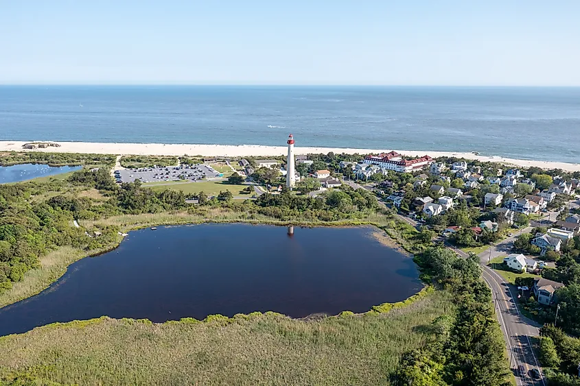 Aerial view of the Cape May Point State Park in New Jersey.