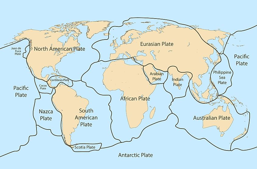 Tectonic plate earth map