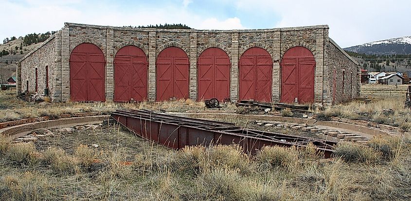 A six-stall, stone roundhouse in Como, Colorado.
