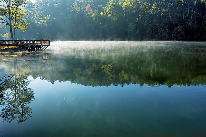 A beautiful misty morning at the Black Rock Mountain State Park, Georgia.