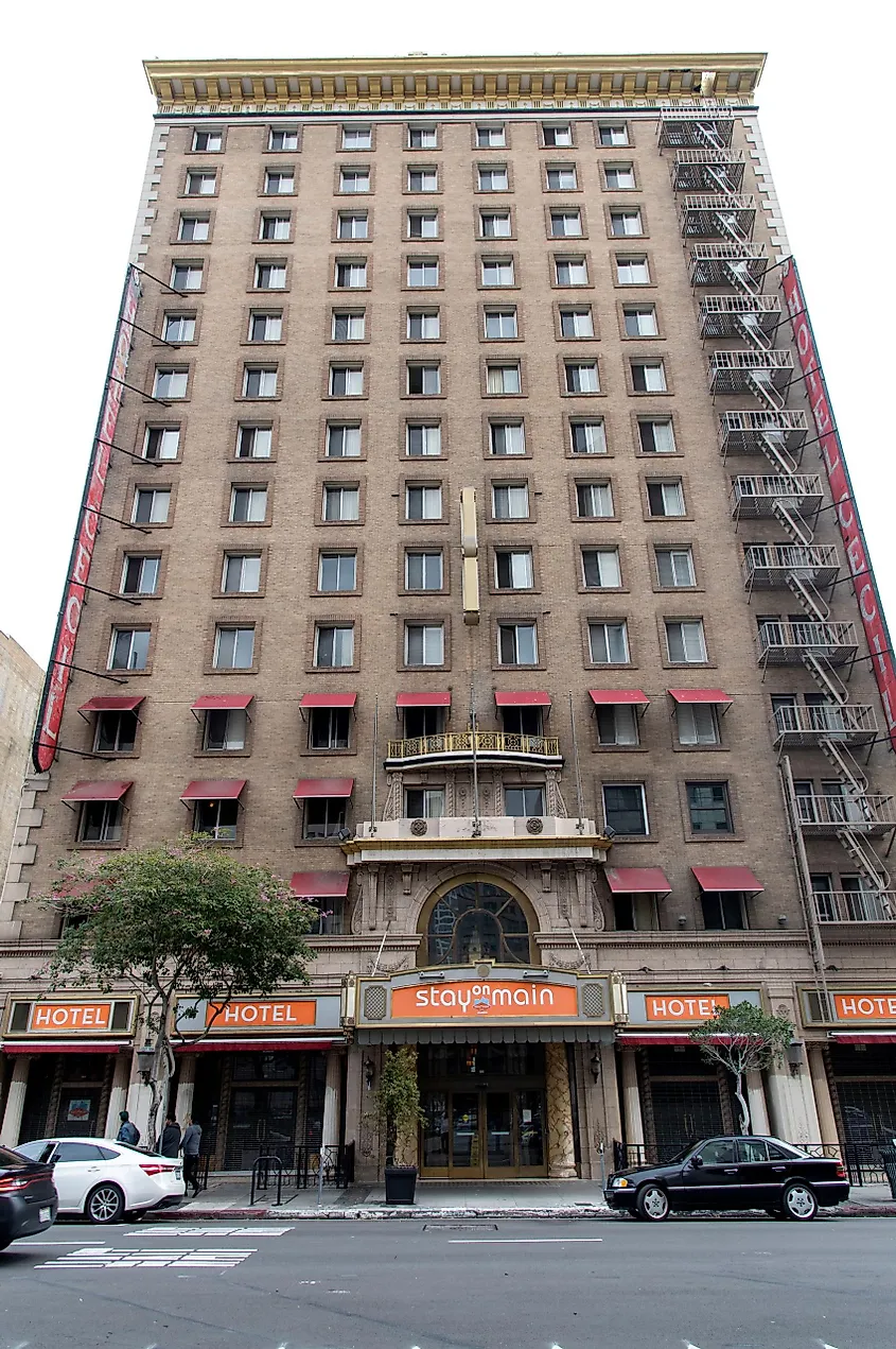 Historic Cecil Hotel in Los Angeles, California.