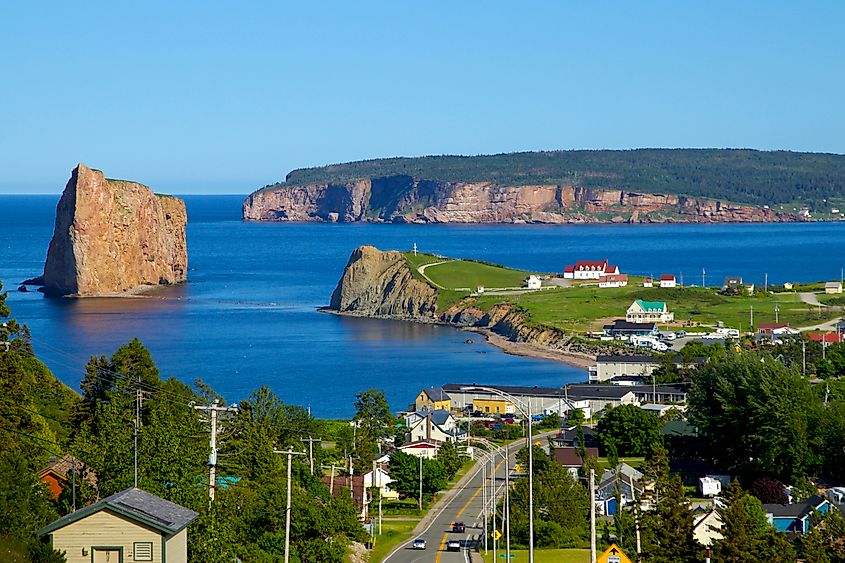 View of the scenic town of Percé, Quebec, Canada