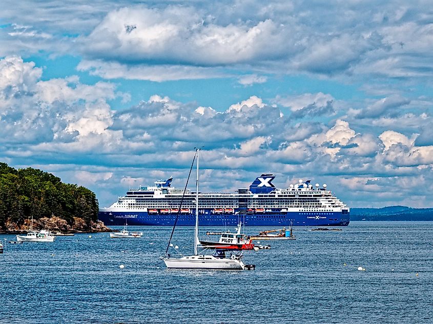 A cruise ship in Bar Harbor, Maine