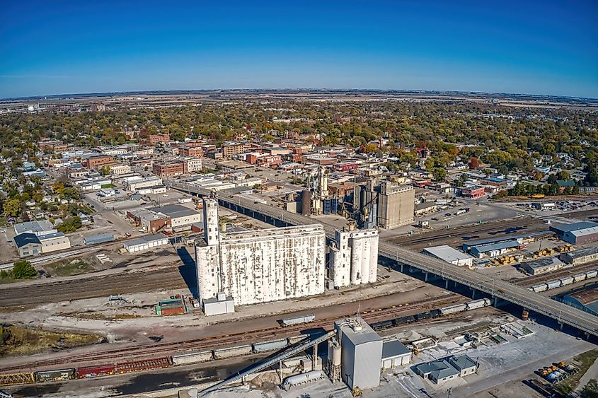 Aerial view of the Omaha Suburb of Fremont, Nebraska