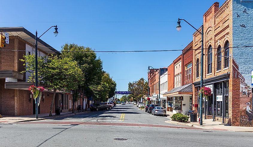 Sunset Avenue in downtown, Asheboro, North Carolina.