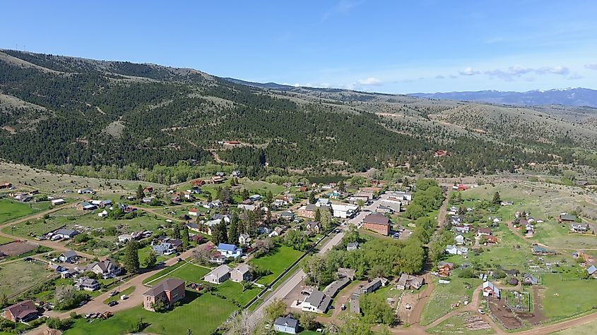 Aerial view of Virginia City, Montana