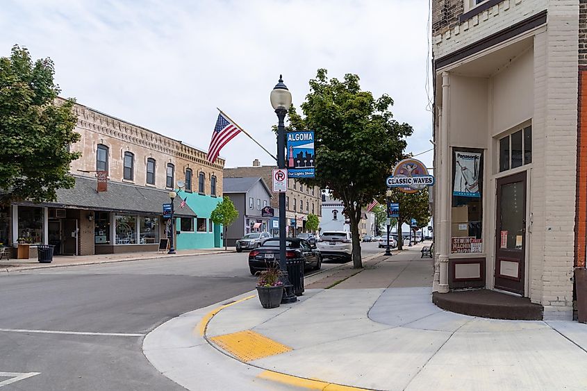 Downtown area in Algoma, Wisconsin