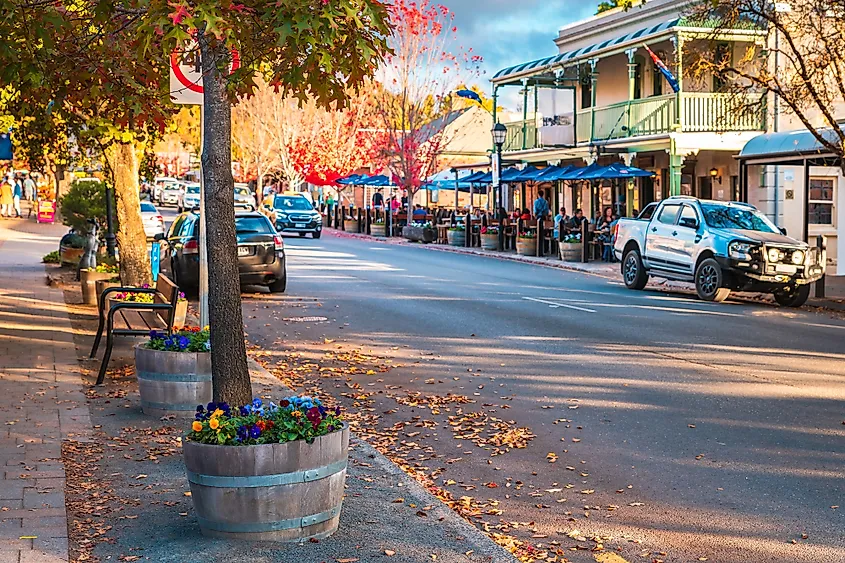 Buildings along the main street in Hahndorf, South Australia.